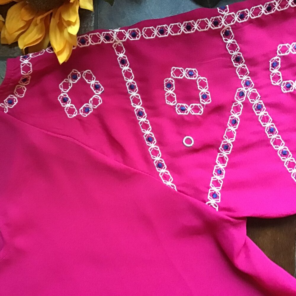 Miami Hot Pink SS Top w/Embellished ¾ Sleeves (NEW) - Picture 8 of 10